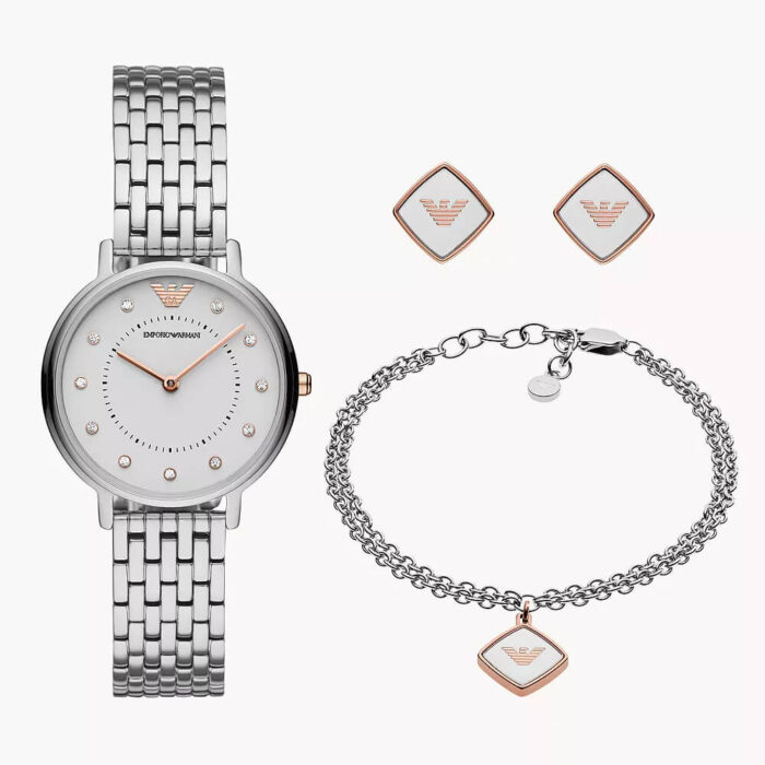 Emporio Armani Women's Two-Hand Stainless Steel Watch Gift Set